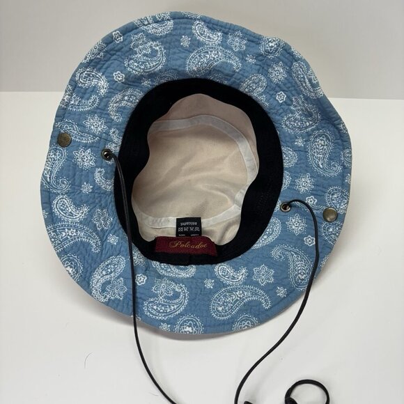 Polcadot Summer Bucket Hat Cap Yellow Blue Summer Garden Hiking Unisex Beach - Picture 9 of 10